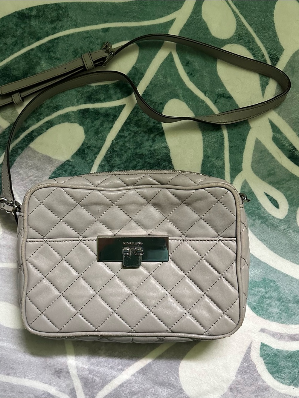 Michael Kors Quilted Crossbody Bag in Light Gray